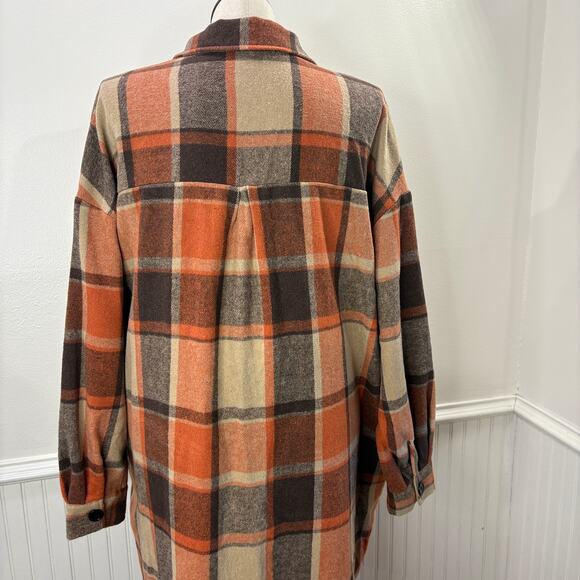 Involand Plus Size 20W Flannel Plaid Shacket Shirt Duster Fall Swiftie Evermore - Picture 10 of 13